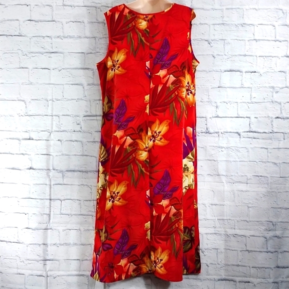 Maggie Sweet Maxi Dress Orange Floral Tropical Sleeveless Sz 1X - Picture 4 of 6